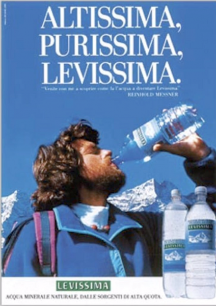 Fig. 7. Campagne Levissima avec l’égérie Reinhold Messner, 1990.