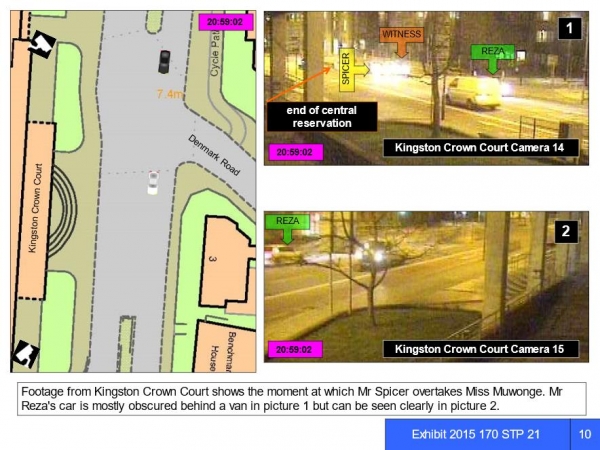 Fig. 2. CCTV footage of placement of witness and vehicles on Penrhyn Road.